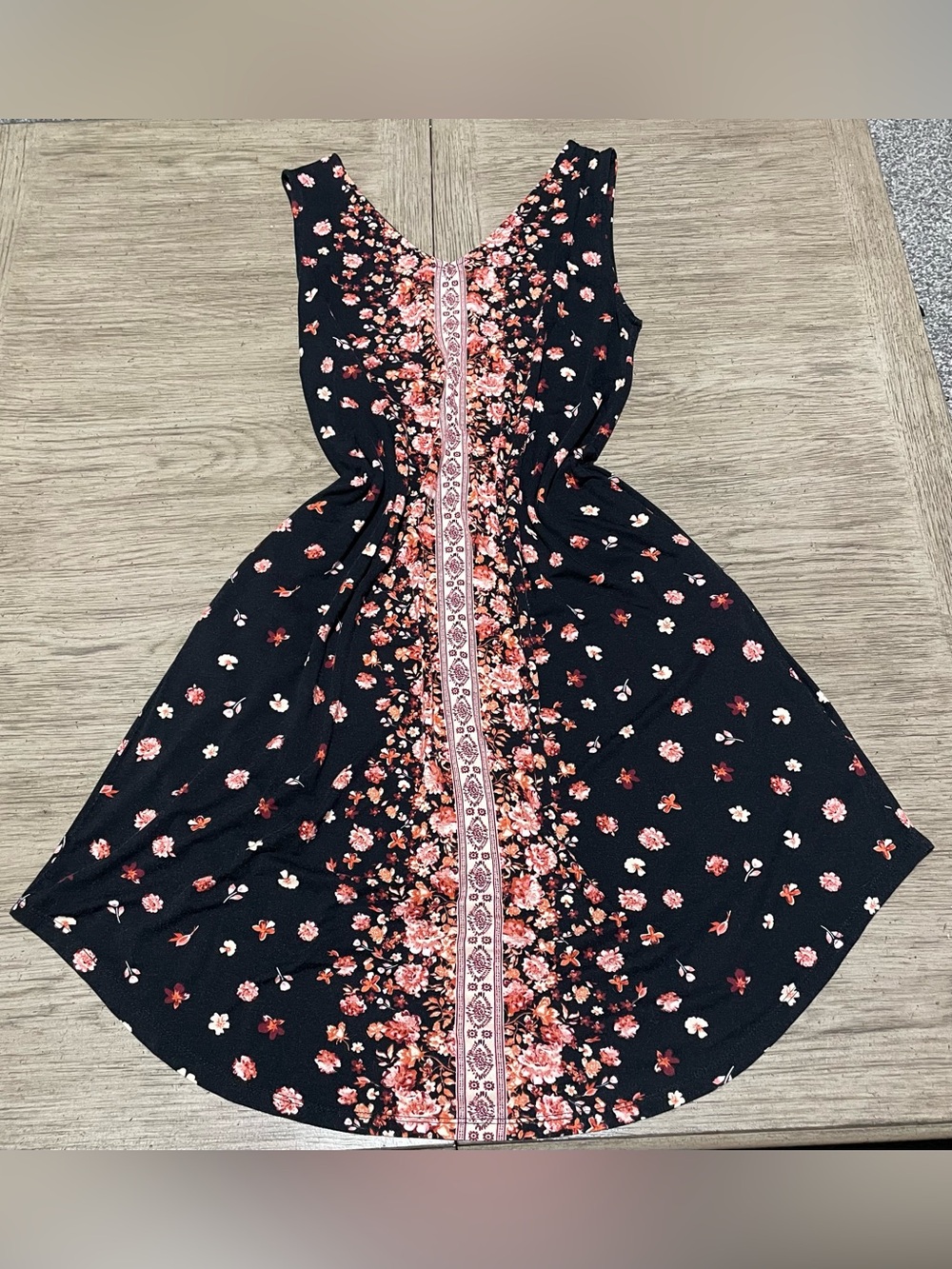 Maurice’s dress, XS, black with pink & red detail.